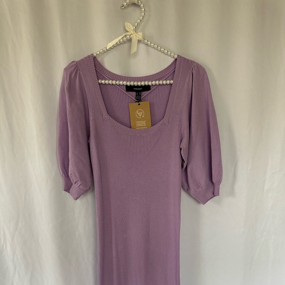 Vero Moda Purple Sheath Dress with Puff Sleeves